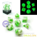 Bescon Two-Tone Glow-in-the-Dark Polyhedral Dice Set BLUE DAWN, Luminous RPG Dice Set d4 d6 d8 d10 d12 d20 d% Brick Box Pack